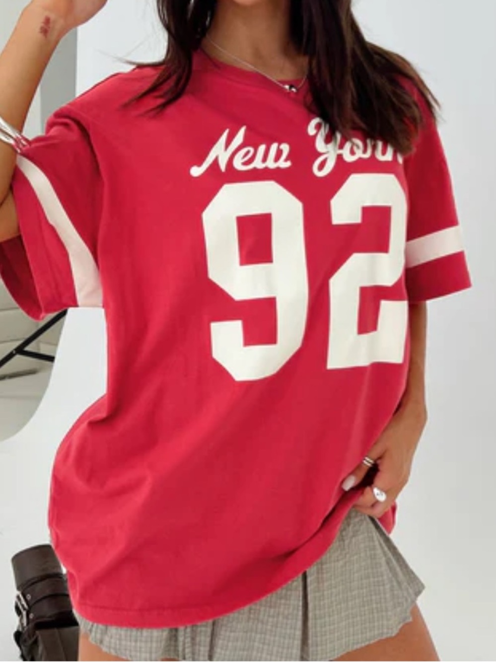 Princess Polly 92 Oversized Red Crewneck Tee | XS/S